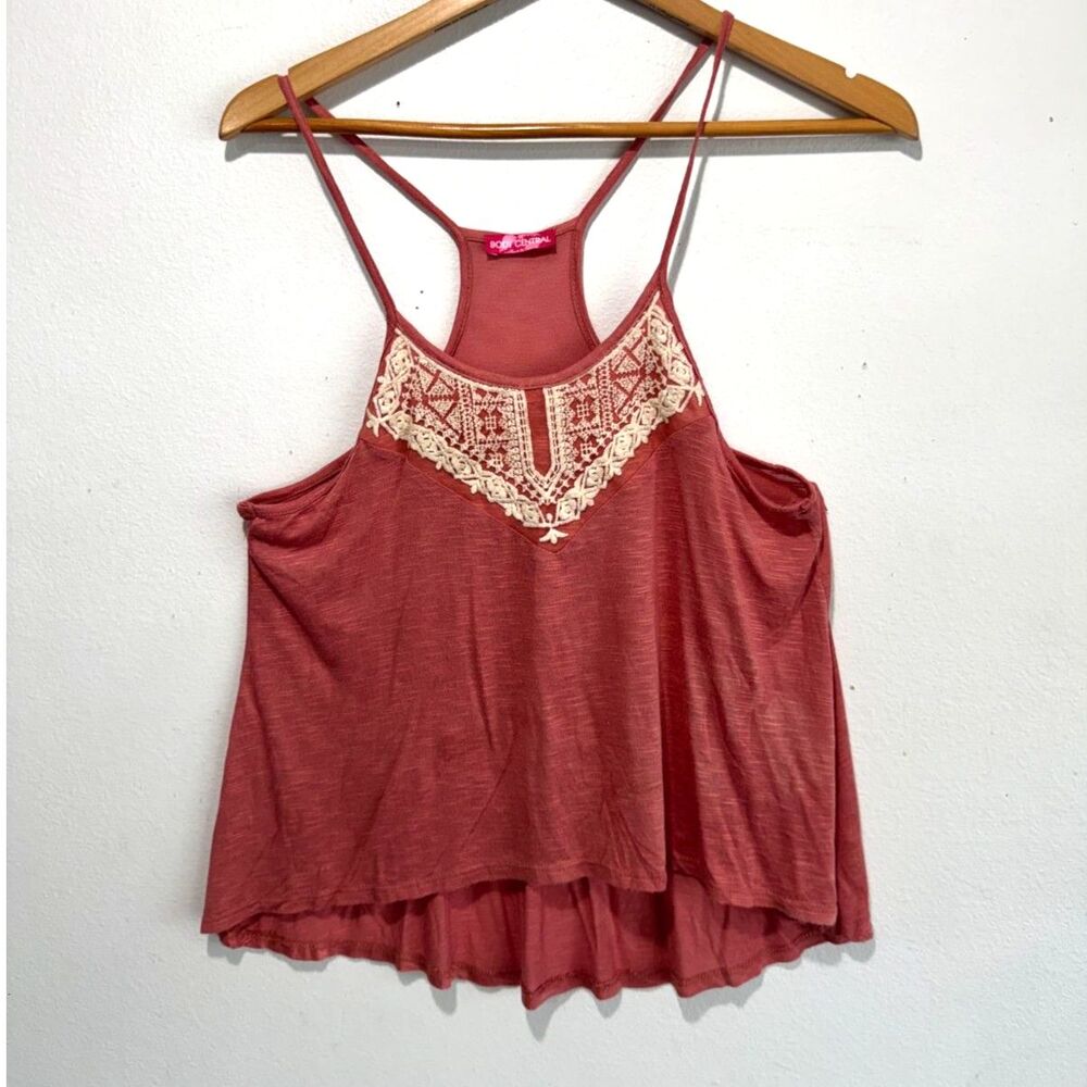 Body Central Y2K tank embroidered high low hem summer casual women M